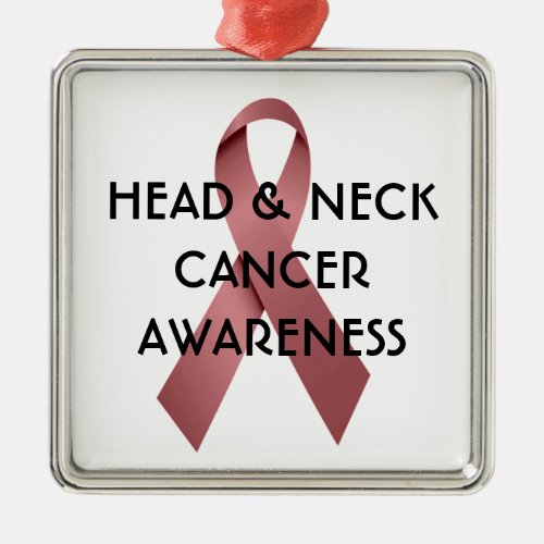 Head and Neck Cancer Awareness Ribbon Metal Ornament