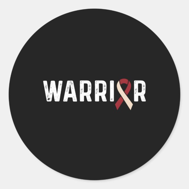 Head And Neck Cancer Awareness Ribbon Warrior Classic Round Sticker (Front)