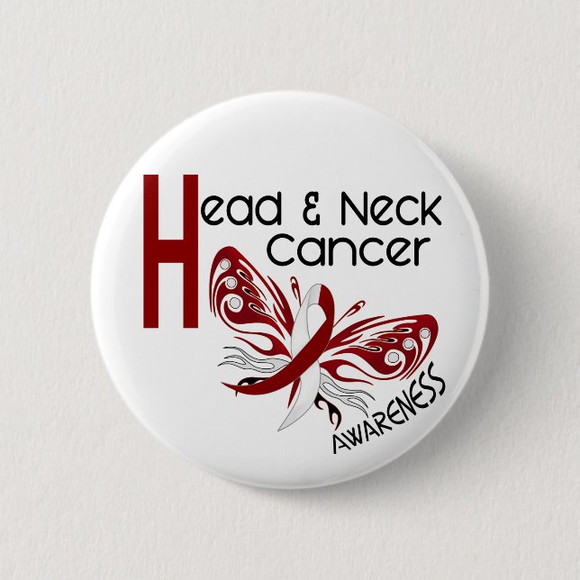 Head and Neck Cancer BUTTERFLY 3.1 Pinback Button (Front)