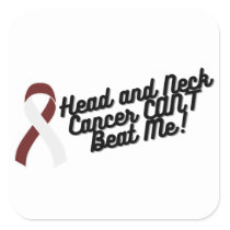 Head and Neck Cancer CAN'T Beat Me Square Sticker