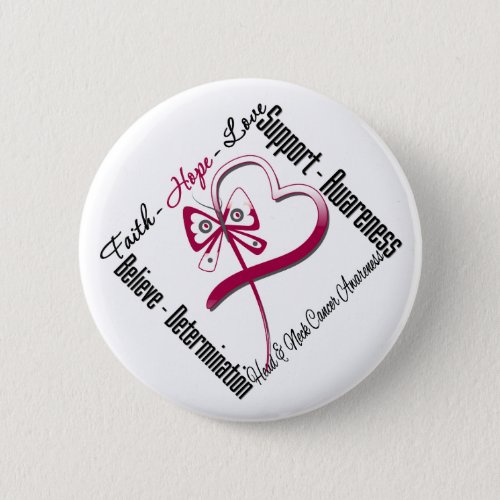 Head and Neck Cancer Faith Hope Love Butterfly Button