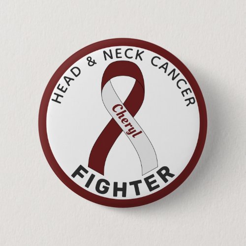 Head and Neck Cancer Fighter Ribbon White Button