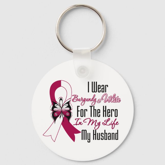 Head and Neck Cancer Hero My Husband Keychain (Front)