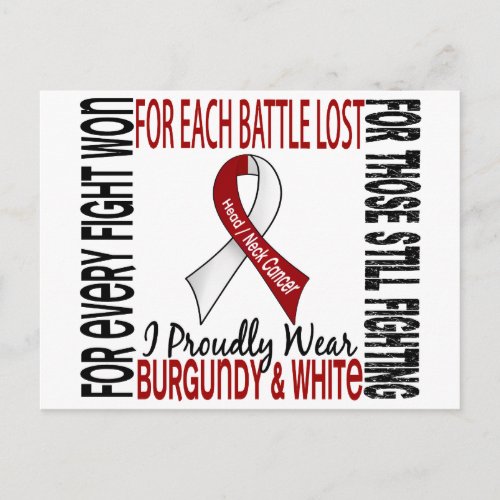 Head And Neck Cancer I Proudly Wear Burgundy White Postcard