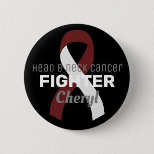 Head and Neck Cancer Ribbon Black Button