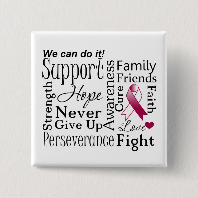 Head and Neck Cancer Supportive Words Button (Front)