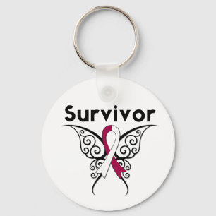 Head and Neck Cancer Survivor Tribal Butterfly Keychain