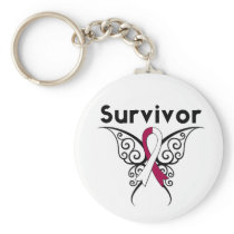 Head and Neck Cancer Survivor Tribal Butterfly Keychain