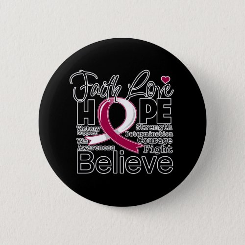Head and Neck Cancer Typographic Faith Love Hope Button
