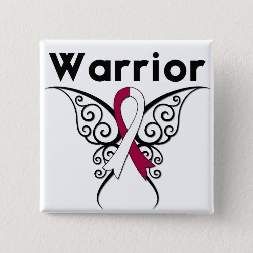 Head and Neck Cancer Warrior Tribal Butterfly Pinback Button