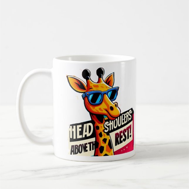head and shoulders above the rest funny giraffe co coffee mug (Left)