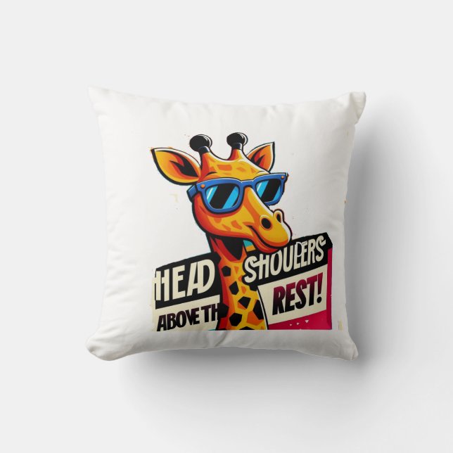 head and shoulders above the rest funny giraffe throw pillow (Front)