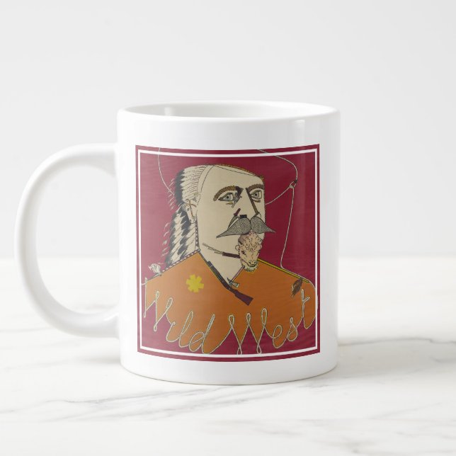 Head-And-Shoulders Portrait Of Buffalo Bill Giant Coffee Mug (Left)