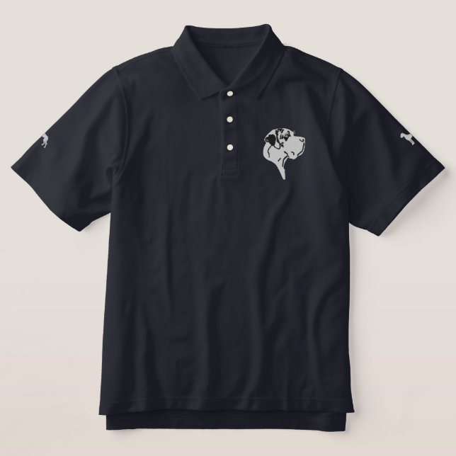 Head and Silhouette Great Danes  Embroidered Polo  (Design Front)