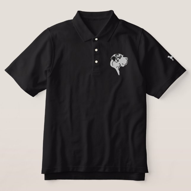 Head and Silhouette Great Danes  Embroidered Polo Shirt (Design Front)
