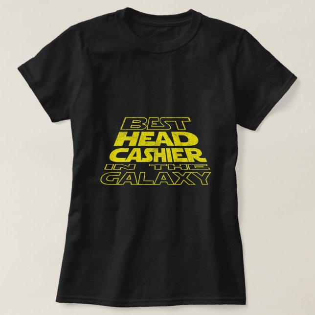 Head Cashier Funny Space Backside Design T-Shirt (Design Front)