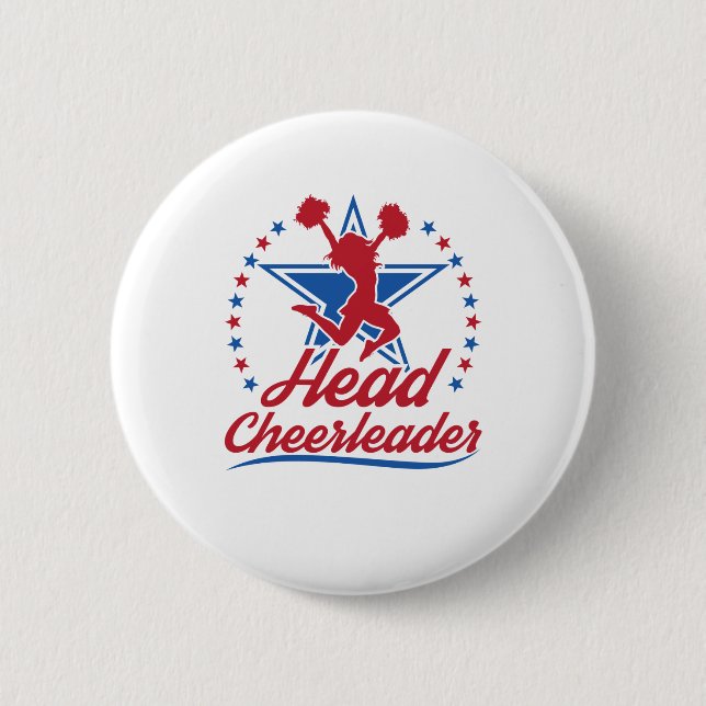 Head Cheerleader Cheer Captain Cheerleading Button (Front)