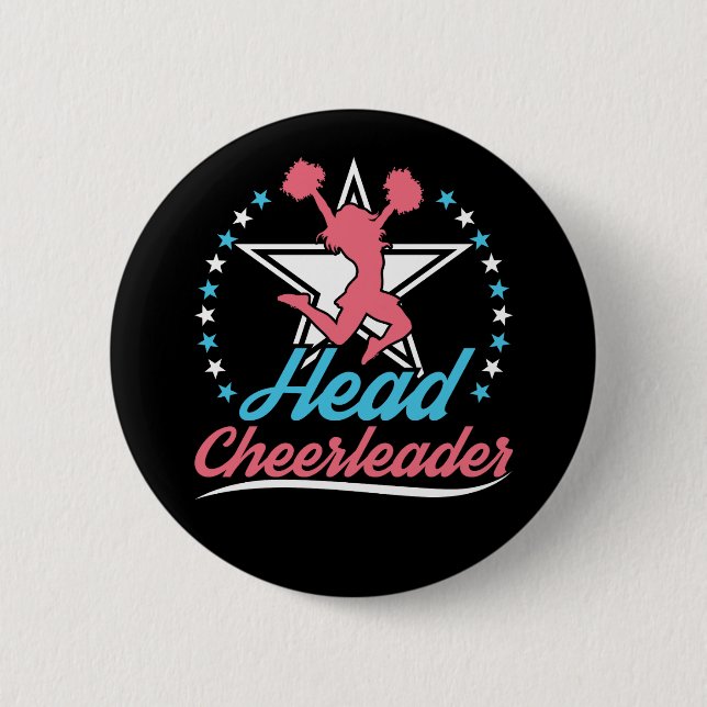 Head Cheerleader Cheerleading Captain Button (Front)