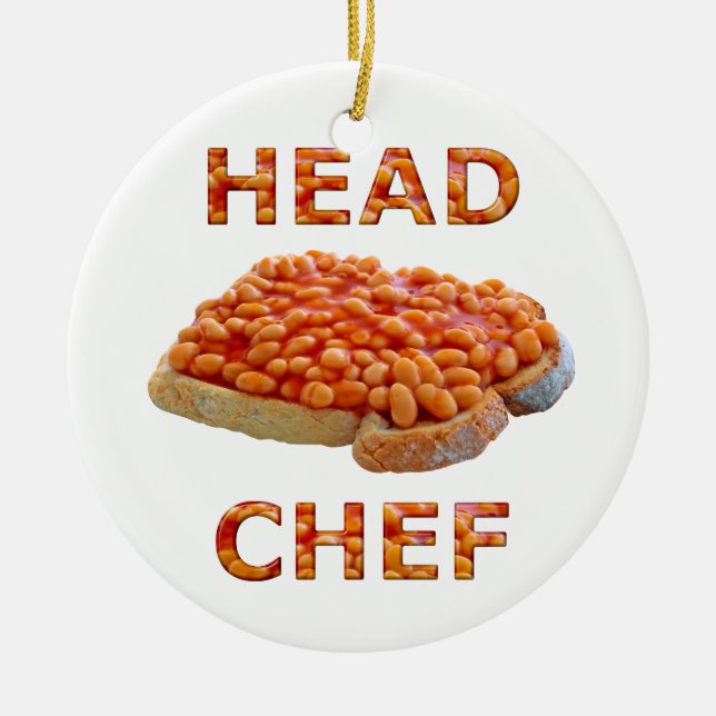 Head Chef Beans on Toast Ceramic Ornament (Front)