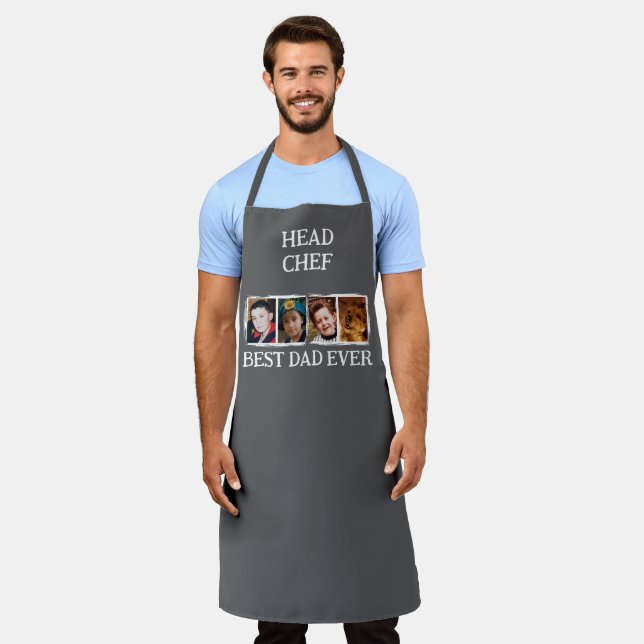 Head Chef Best Dad Ever 4 photo white grey Apron (Worn)