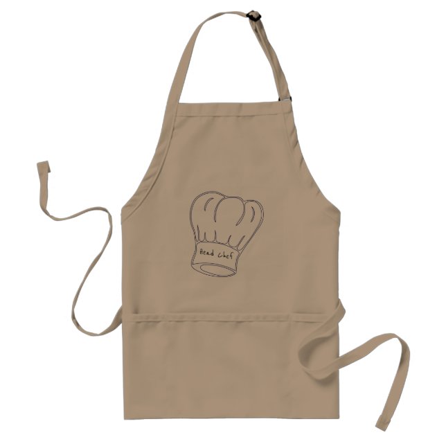 Head Chef Chef's hat BBQ cook Adult Apron (Front)