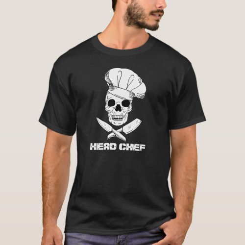 Head Chef Cool Skeleton in a Chef Hat Design T_Shirt