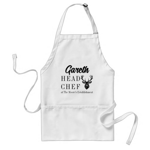Head chef designed for your home Deer stag Adult Apron