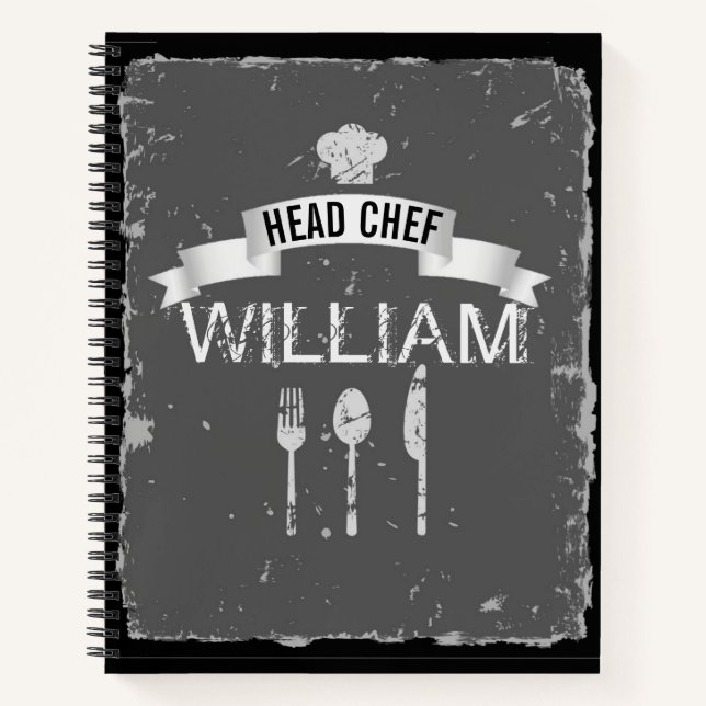 Head Chef gray recipe book for men (Front)
