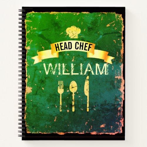 Head Chef green recipe book for men
