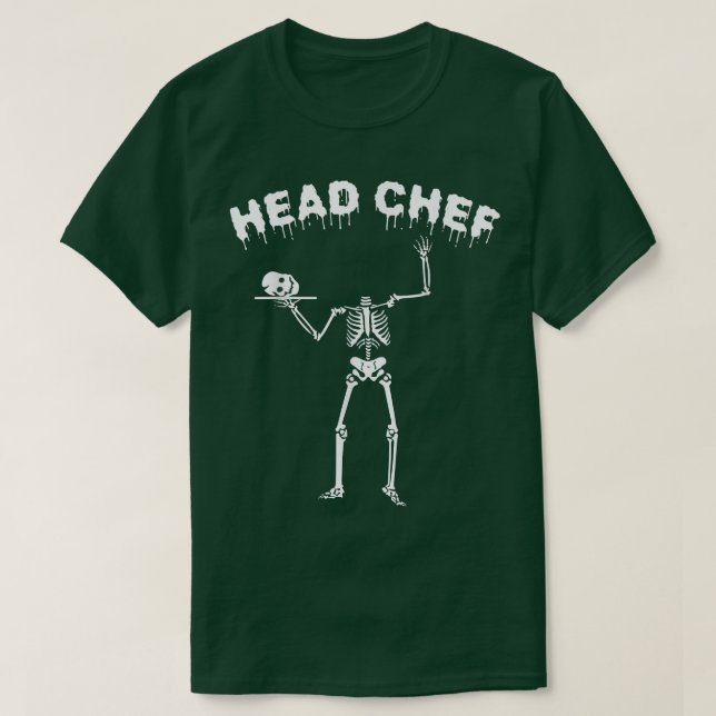 HEAD CHEF HALLOWEEN SKELETON COOK COSTUME KITCHEN  T-Shirt (Design Front)