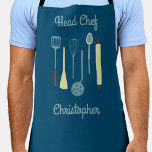 Head Chef Personalized Apron<br><div class="desc">Fun Head Chef design with kitchen implements for your favorite chef,  cook or grill expert.  Change the name to personalize.</div>