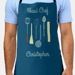 Head Chef Personalized Apron<br><div class="desc">Fun Head Chef design with kitchen implements for your favorite chef, cook or grill expert. Change the name to personalize.</div>