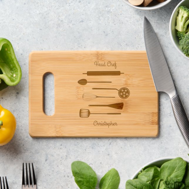 Head Chef Personalized Retro Kitchen Cutting Board