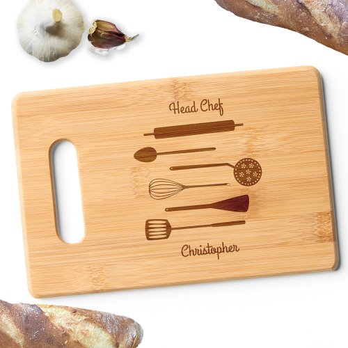 Head Chef Personalized Retro Kitchen Cutting Board