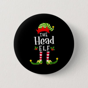 Head Christmas Elf Matching Pajama X-mas Party  Button