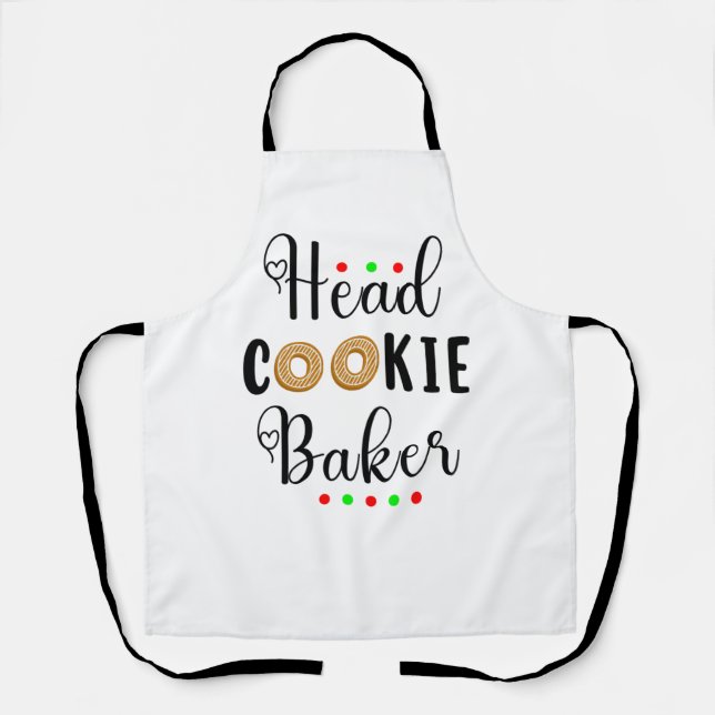 Head Cookie Baker Christmas Baking Apron (Front)