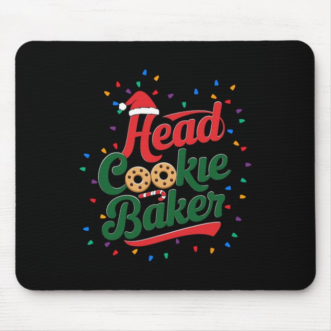 Head Cookie Baker Christmas Cookie Baking  Mouse Pad (Front)