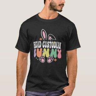 Head Custodian Bunny Easter Day Groovy Family Mat T-Shirt