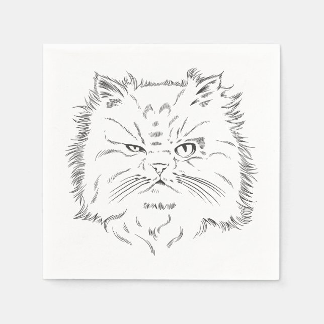 Head drawing of a Persian cat Napkins (Front)