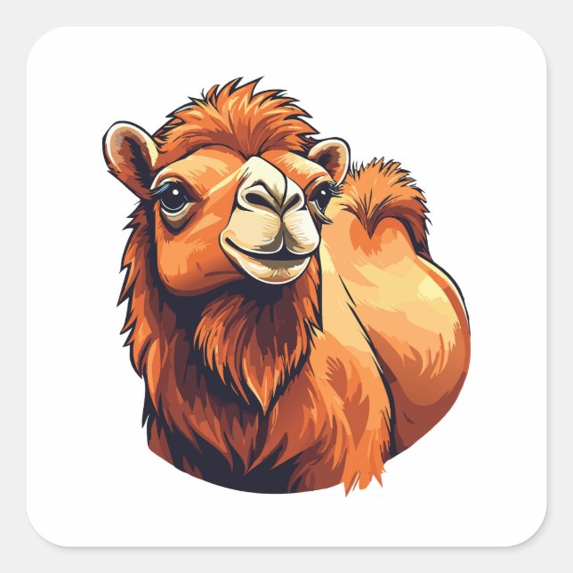 Head dromedary camel square sticker (Front)