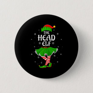 Head Elf Christmas Family Girls Women Elf Squad Xm Button