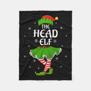 Head Elf Christmas Family Girls Women Elf Squad Xm Fleece Blanket