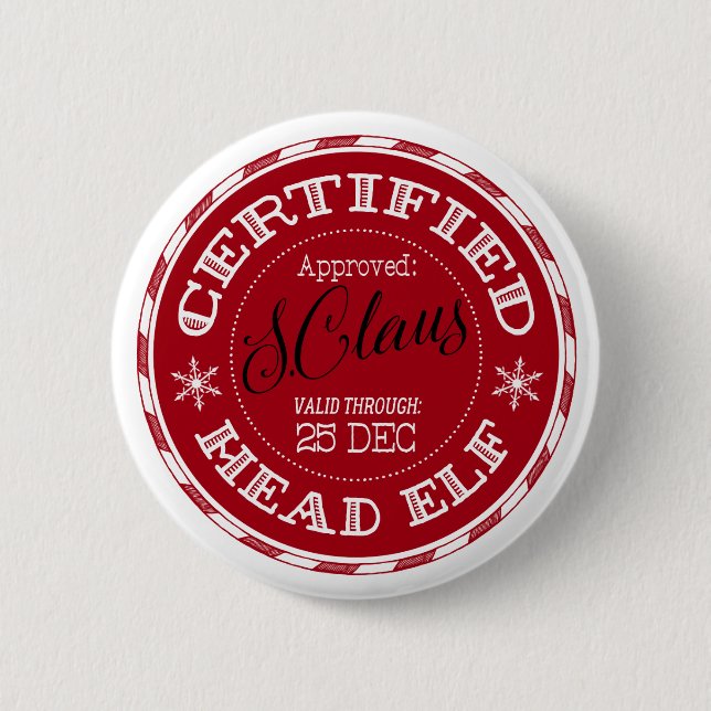 Head Elf | Christmas Seal of Approval Button (Front)
