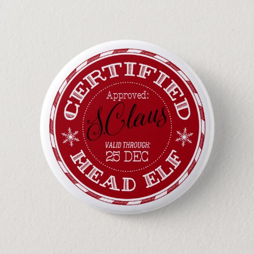 Head Elf  Christmas Seal of Approval Button