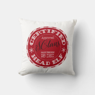 Head Elf Christmas Seal of Approval Throw Pillow