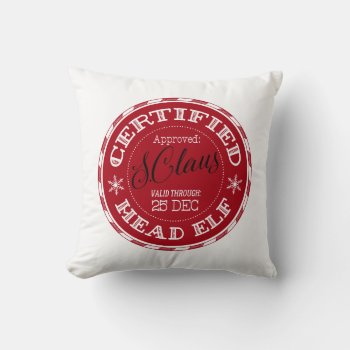 Head Elf | Christmas Seal Of Approval Throw Pillow by keyandcompass at Zazzle