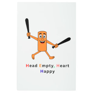 Head Empty Heart Happy Men's Funny Graphic T-Shirt Metal Print