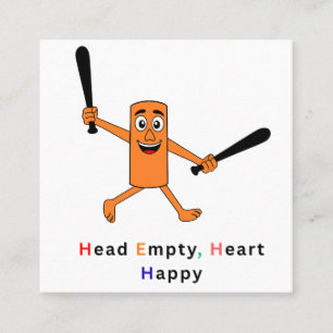 Head Empty Heart Happy Men's Funny Graphic T-Shirt Square Business Card
