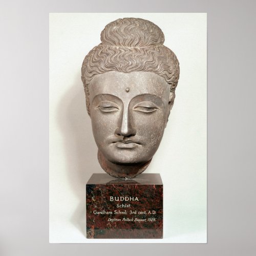 Head from a statue of the Buddha from Poster