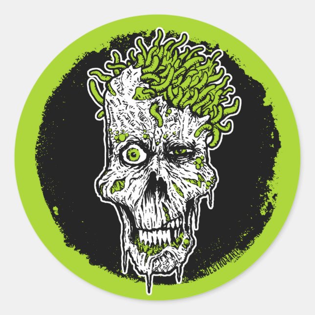 Head Full of Worms round sticker (Front)